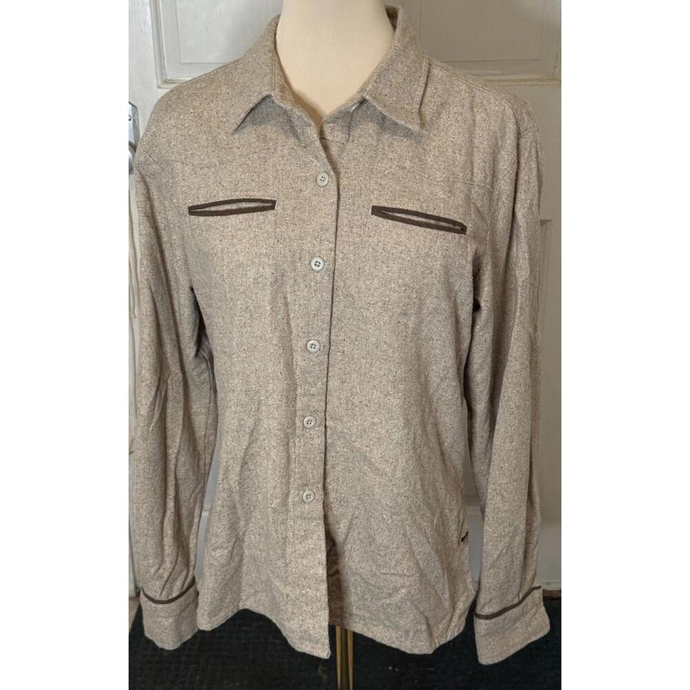 Patagonia Women's Brown Wool Blend Button Up Long Sleeve Shirt Sz 14 List $51.19